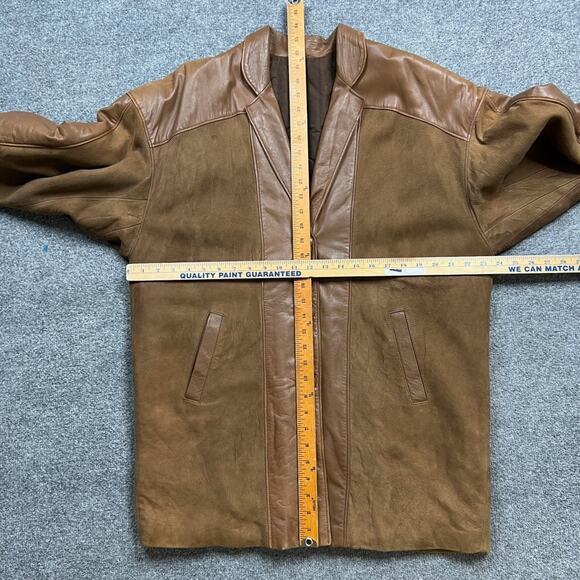 Vintage Chamonix Jacket Womens Large Brown Suede Leather Lapel Collar Lined Coat - Picture 5 of 12